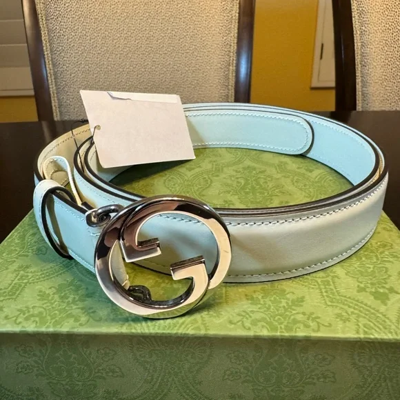 New Gucci GG Logo Buckle IvoryLeather Belt Size 48 / 120 cm Fits a Waist 42 - 48 - Picture 2 of 11